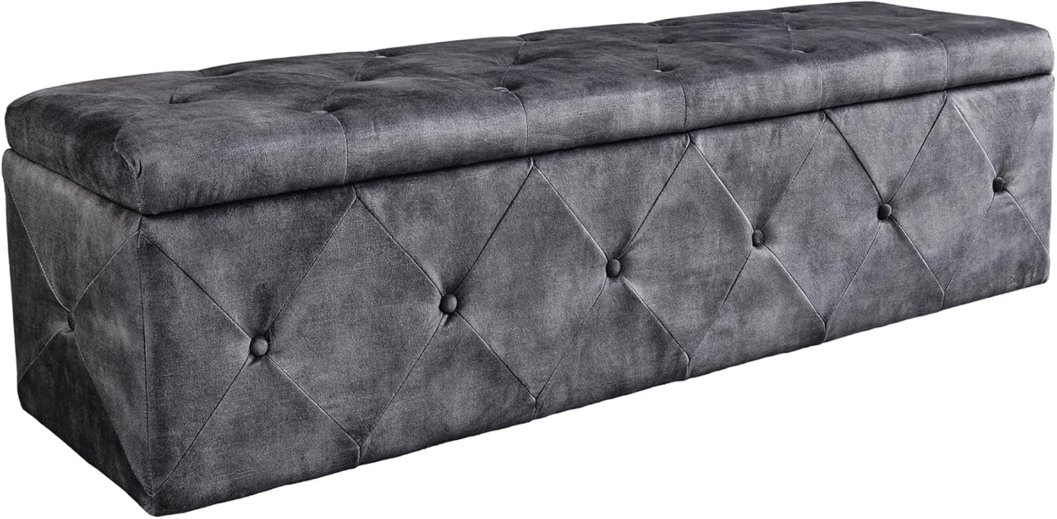 riess-ambiente Bettbank EXTRAVAGANCIA 140cm grau (Einzelartikel, 1-St), Polsterbank · Schlafzimmer · Samt · mit Stauraum · Flur · Chesterfield Bild 1