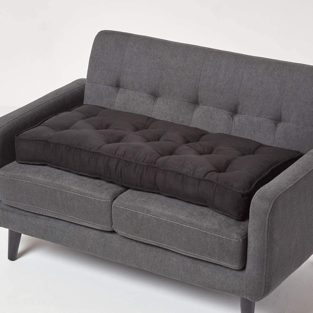 Homescapes Sitzkissen Sofa-Auflage 100x48 cm mit Veloursbezug – dickes Sitzkissen schwarz Bild 1