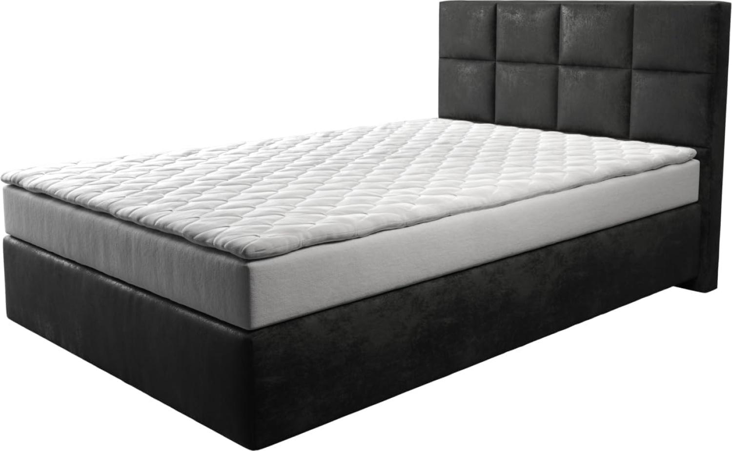 Boxspringbett Dream-Fine 120x200 cm Mikrofaser Anthrazit Vintage mit Matratze und Topper Bild 1