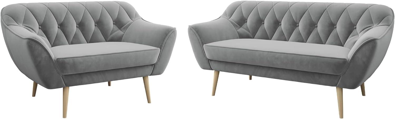 MKS MEBLE Sofa - Moderne Sofa Set 3+2 - Skandinavische Deko Polstersofa - Pirs Zwei Loungesofas - Fünf Personen Grau Bild 1