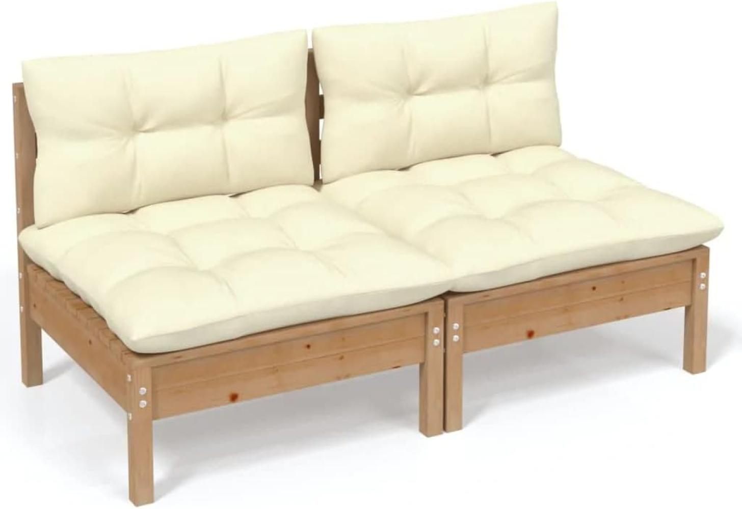 vidaXL 2-Sitzer-Gartensofa mit Creme Kissen Massivholz Kiefer 3095995 Bild 1