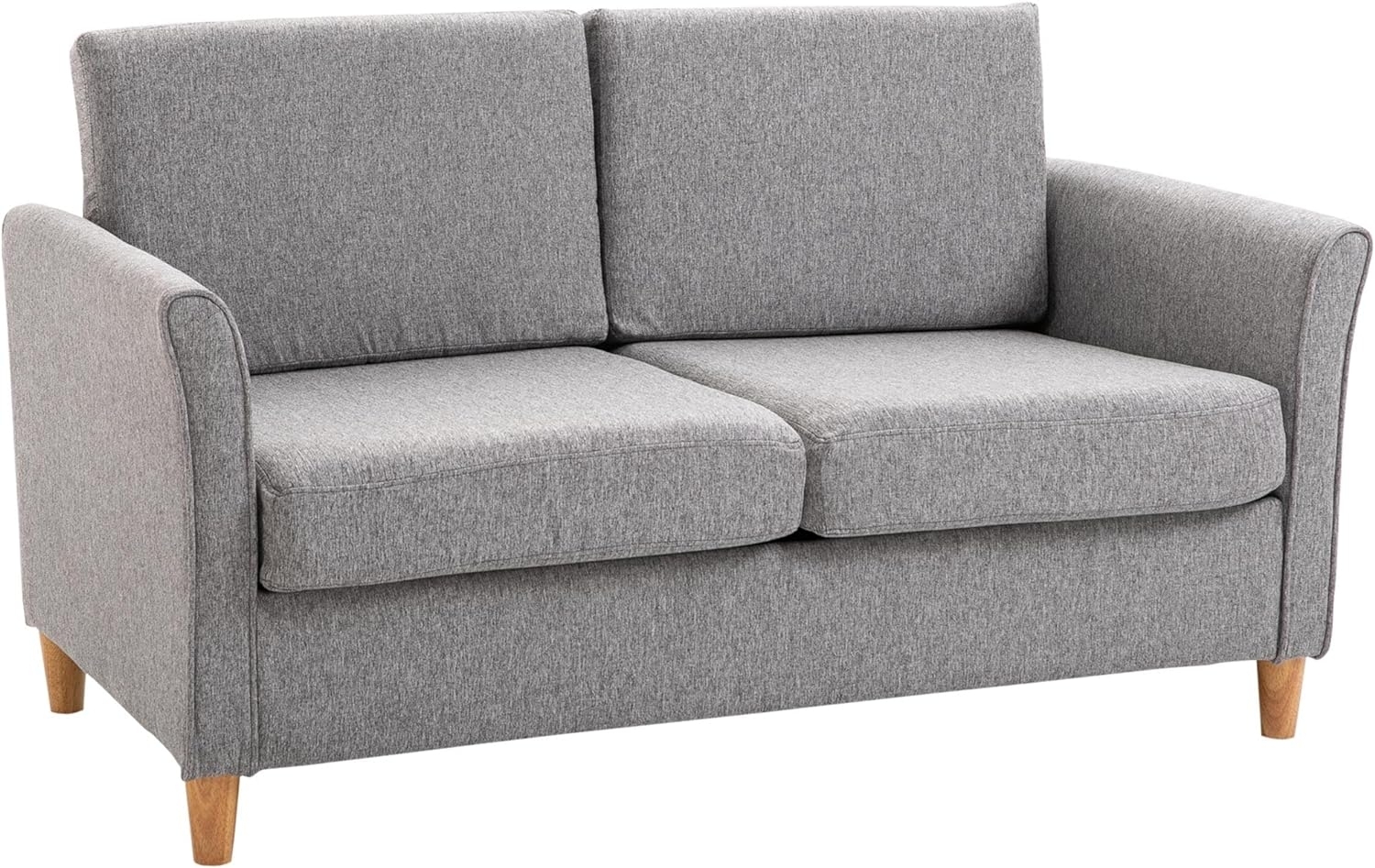 HOMCOM 2-Sitzer Sofa, Couch mit Holzbeine, Gepolsterter Polstersofa 1 Teile, Hellgrau 70 x 141 x 78 cm Bild 1