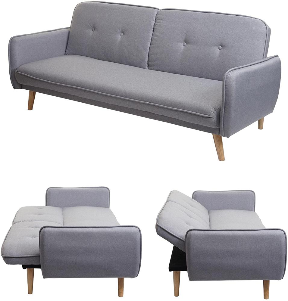 Schlafsofa HWC-J18, Couch Klappsofa Gästebett Bettsofa, Schlaffunktion Stoff/Textil 185cm ~ grau Bild 1