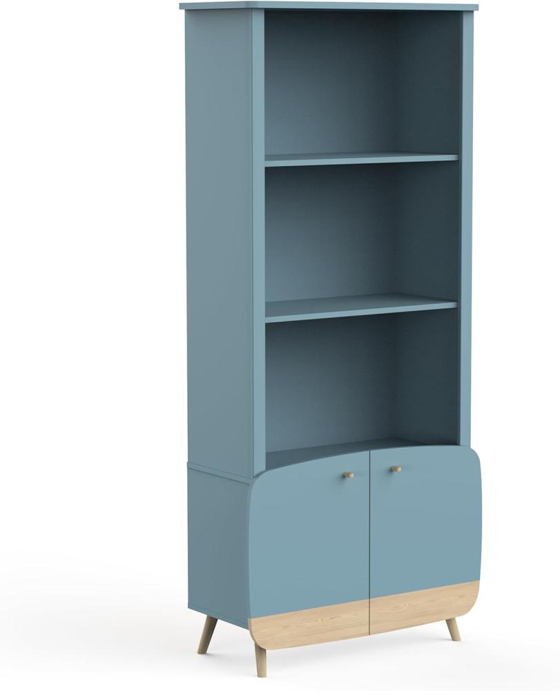 habeig Kinderregal Kinderschrank Kommode Bücherregal blau weiß Holz 177cm, besonders stabil Bild 1