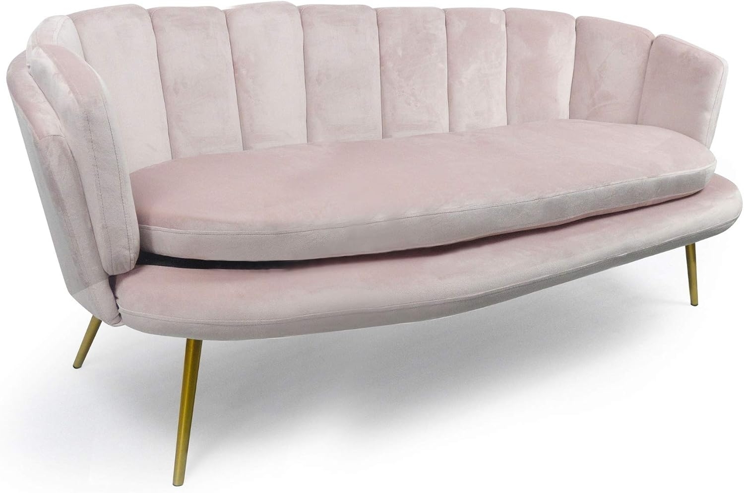 Menzzo Brenda 3-Sitzer-Sofa mit Samtbezug und goldenen Beinen, Rosa Bild 1