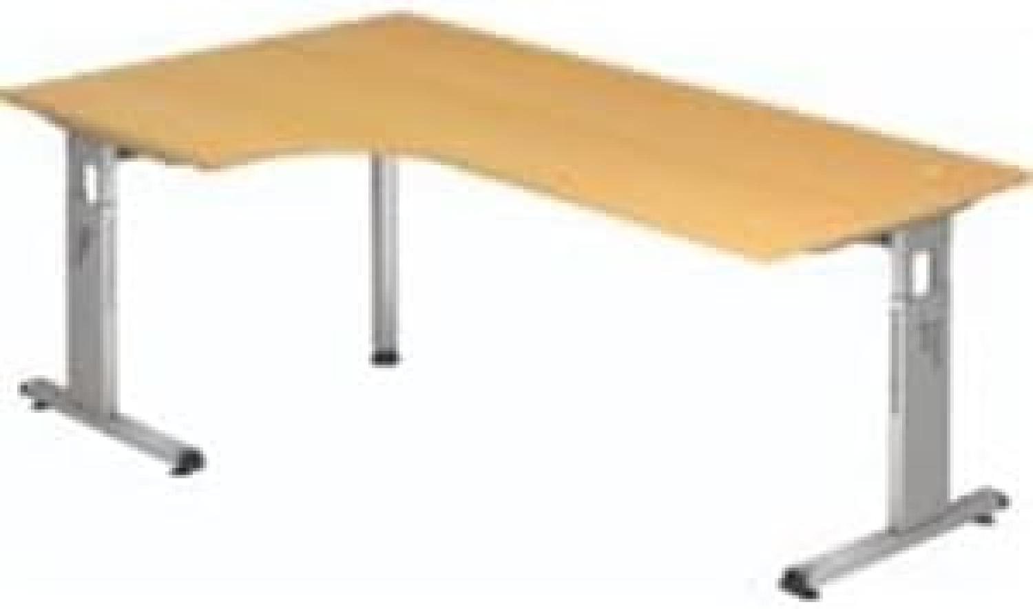 Winkeltisch OS82 C-Fuß 200x120cm 90° Buche Gestellfarbe: Silber Bild 1