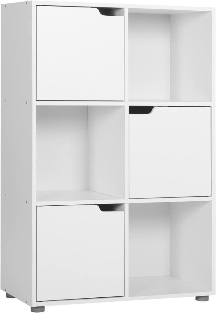 WOLTU Bücherregal Bücherschrank Standregal Aufbewahrungregal Raumteiler Büroregal Aktenschrank, mit 3 Türen, 6 Fächer, 29 x 91 x 59,6 cm,Weiß SK001ws Bild 1