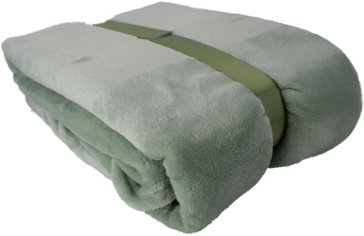 XXL Flanell Kuscheldecke 180 x 220 cm Wohndecke 260g/m² wärmespeichernd mintgrün Bild 1