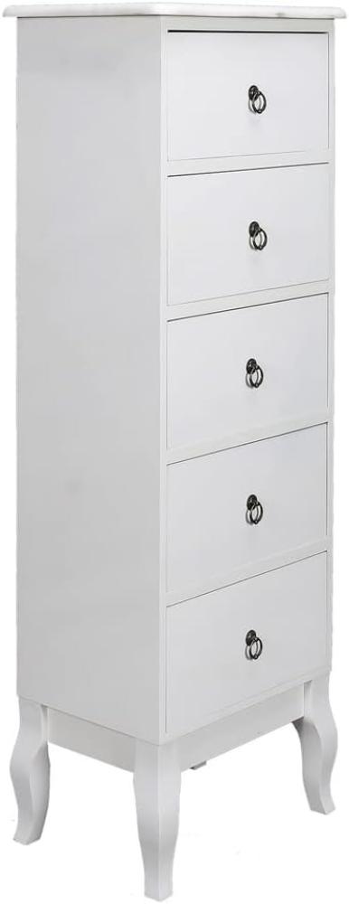 Home Deco Factory HD6822 Victoria Nähschränkchen, 5 Schubladen, Möbel, Kommode, zur Aufbewahrung, Holzwerkstoff, weiß, 40 x 30 x 113 cm Bild 1