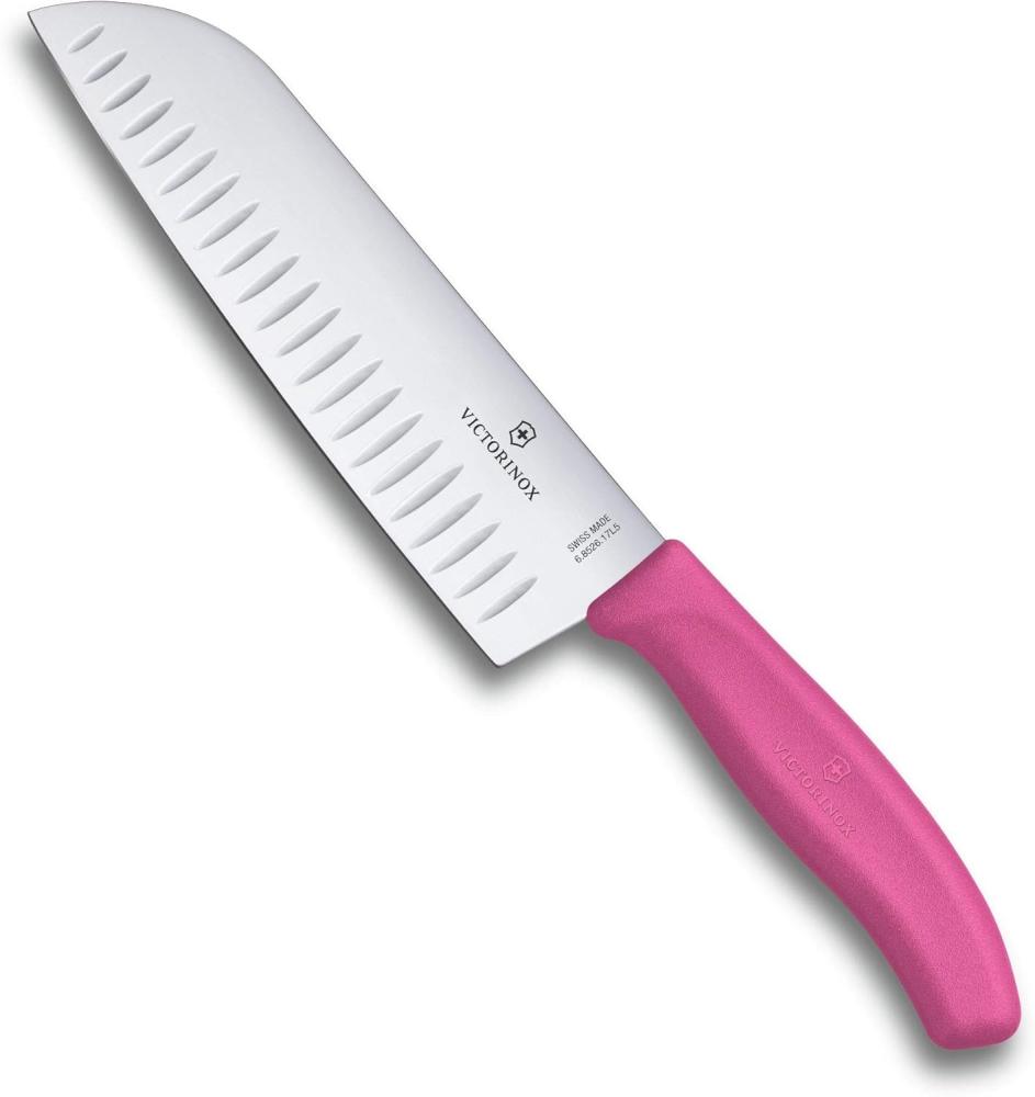 Victorinox, Swiss Classic, Profi Santokumesser, Extra Scharfe Klinge, Kullenschliff, 17 cm, Robuster Kunststoffgriff, Rostfreier Stahl, pink Bild 1