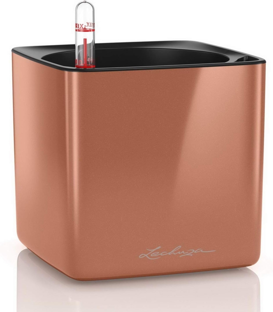 Lechuza® Kräutertopf Pflanztopf CUBE Glossy 14 spicy copper highgloss Bild 1