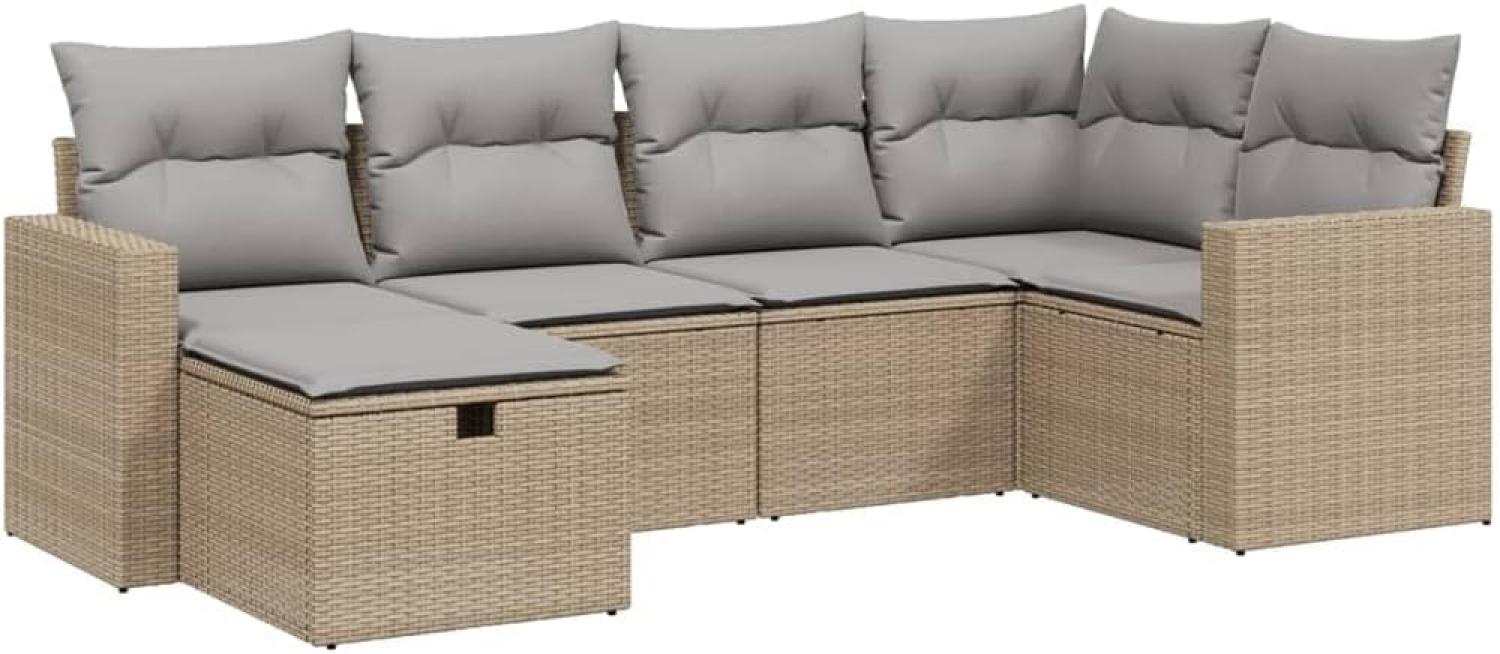 vidaXL 6-tlg. Garten-Sofagarnitur mit Kissen Beige Poly Rattan 3263485 Bild 1