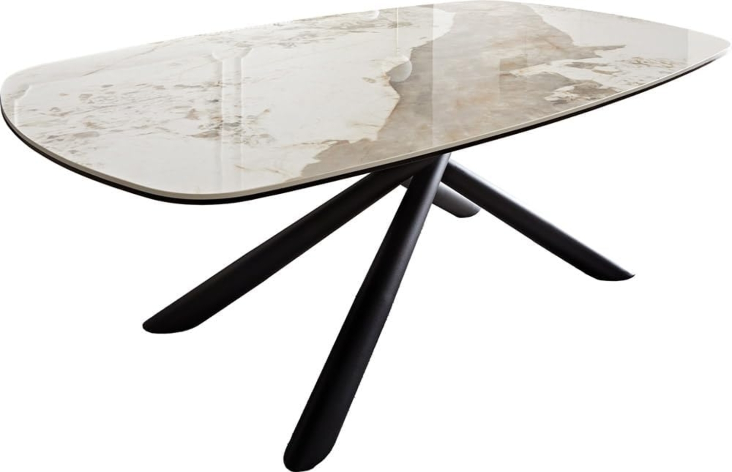 Couchtisch Sarita 120x70 cm Keramik Minas Melange Weiß-Beige Gestell Metall Schwarz Bild 1