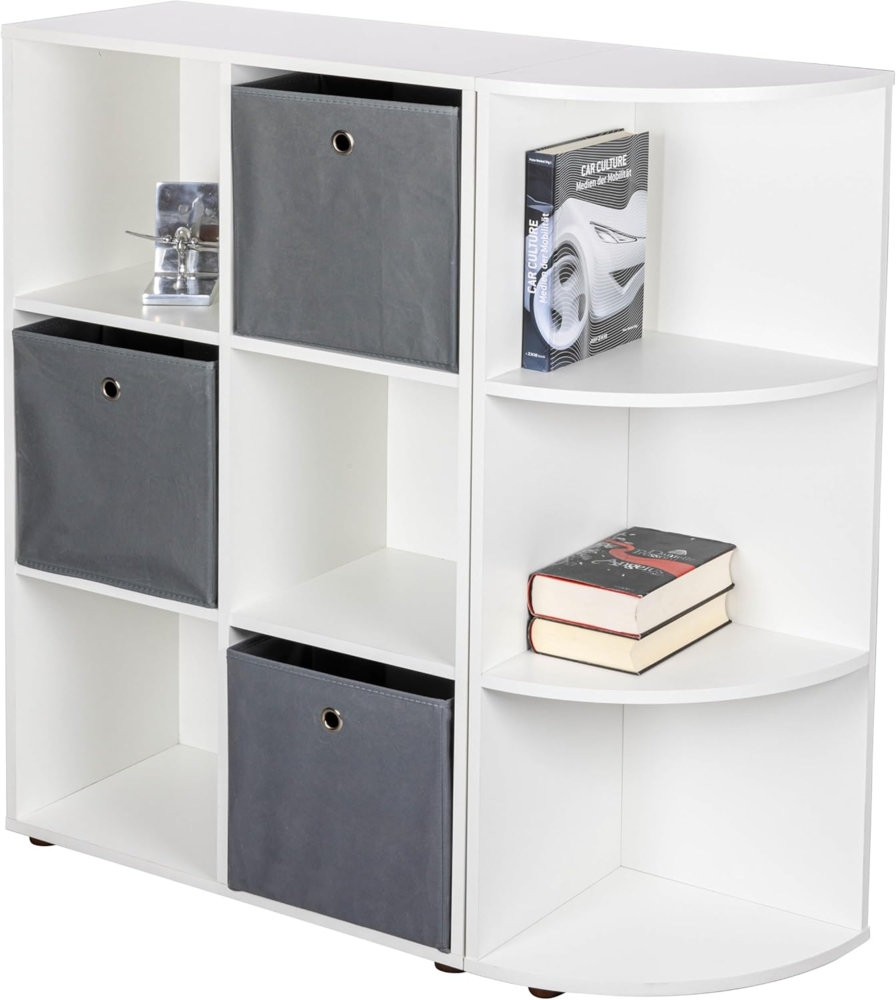 Inter Link -Eckregal - mit 3 Fächern - Standregal - Wohnzimmer - Arbeitszimmer - Schlafzimmer - Masse in cm T: 33 x B: 34,40 x H: 110 - Nuoro ER3 - Weiß Bild 1