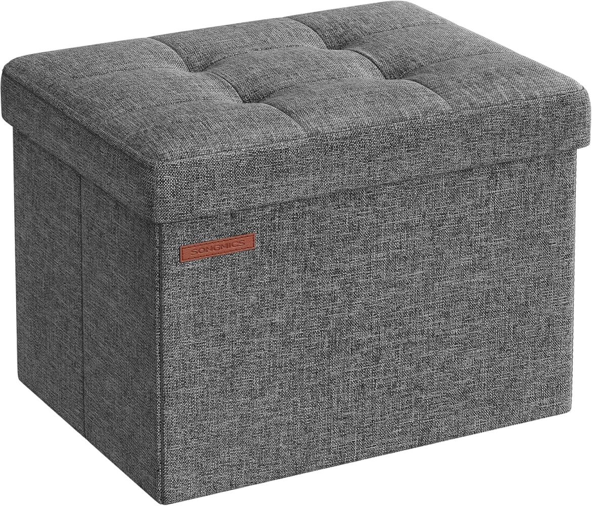 Songmics Sitzhocker mit Stauraum, kleine klappbare Sitzbank, 31 x 41 cm Fußbank, Aufbewahrungsbox, bis 130 kg belastbar, für Wohnzimmer Schlafzimmer Schlafsaal, dunkelgrau LSF102G01 Bild 1