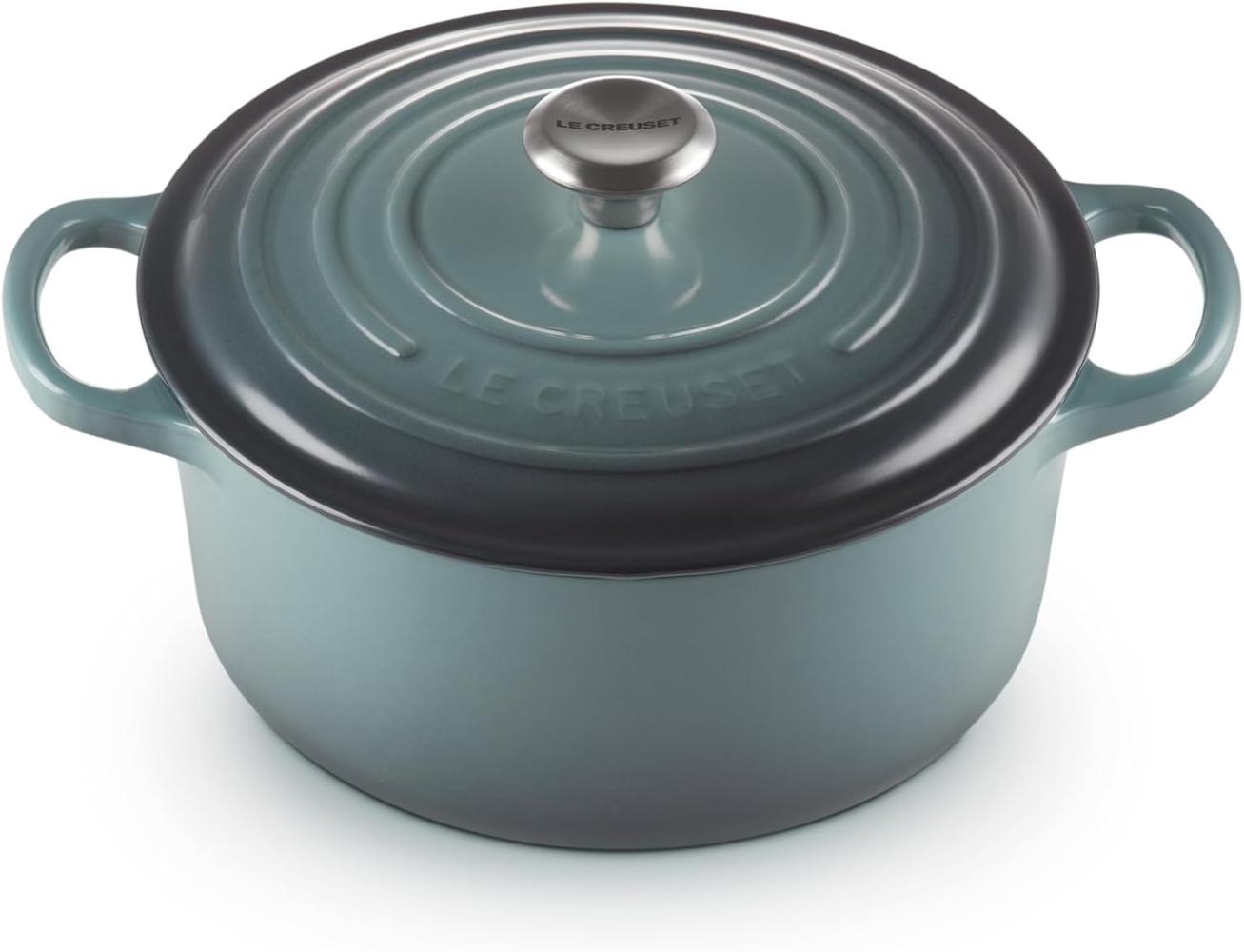 Le Creuset Signature Gusseisen-Bräter mit Deckel, Ø 22 cm, Rund, Für alle Herdarten und Induktion geeignet, Volumen: 3,3 l, 3,932 kg, Ocean, 21177223602430 Bild 1