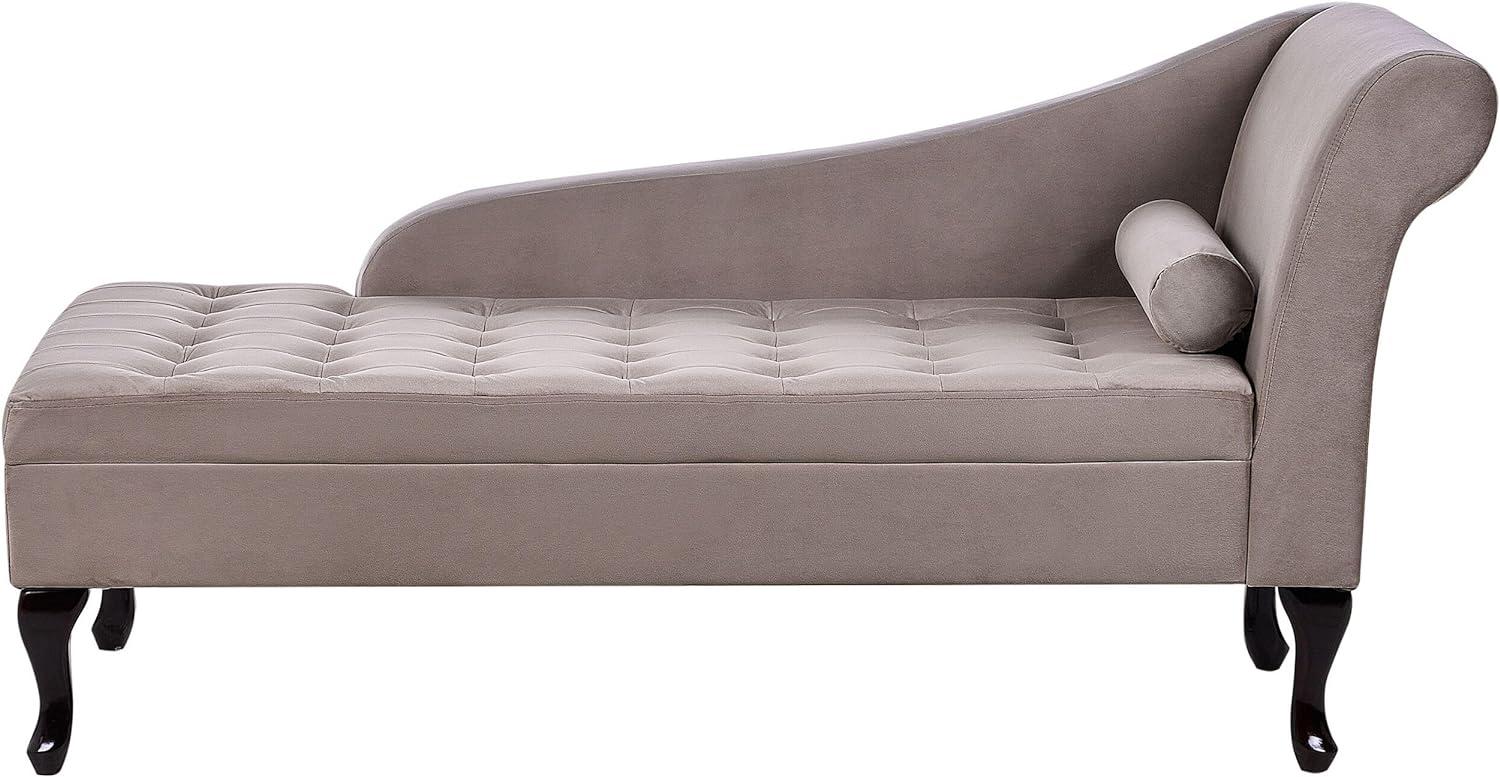 Chaiselongue Samtstoff taupe mit Bettkasten rechtsseitig PESSAC Bild 1