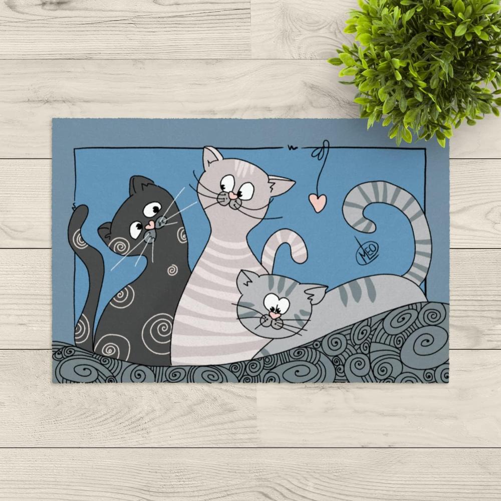 Lako 'Katzen' Fußmatte, blau, 50 x 75 cm Bild 1