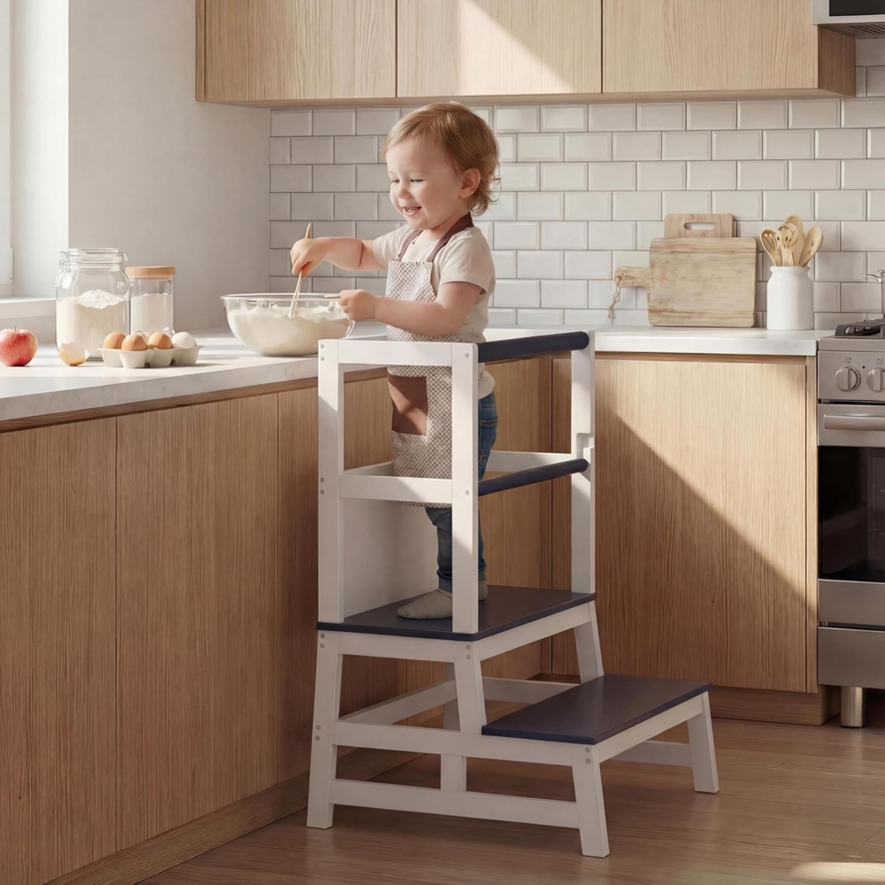 Spielwerk 'Lernturm Kinder', ab 2 Jahren, mit Tafel, Kiefernholz, Grau, 93 x 49 x 51 cm Bild 1