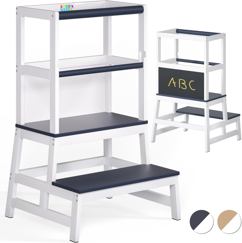 Spielwerk 'Lernturm Kinder', ab 2 Jahren, mit Tafel, Kiefernholz, Grau, 93 x 49 x 51 cm Bild 1