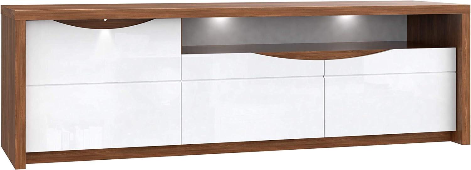 FORTE Saint Tropez TV-Unterschrank mit LED Beleuchtung, Holzwerkstoff, Braun/Weiß, 188,8 x 58,6 x 52,4 cm Bild 1