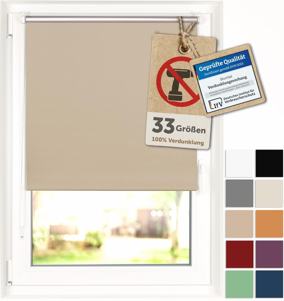 Verdunklungsrollo Verdunkelungsrollo ohne Bohren, Blumtal, Klemm-Montage oder optional Wandmontage mit Schrauben und Dübeln Bild 1
