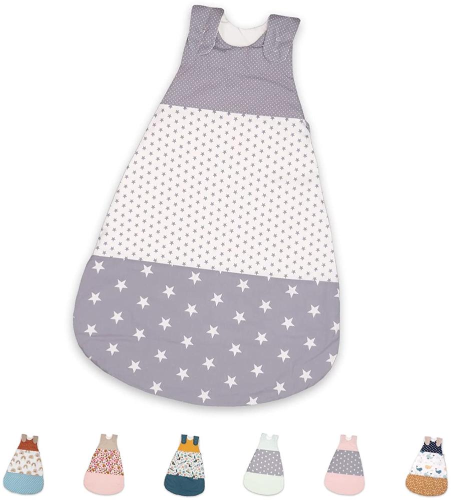 ULLENBOOM ® Schlafsack Baby Winter, 4 bis 10 Monate 68/74 Graue Sterne (Made in EU) - Baby Schlafsack ganzjährig für Frühling, Herbst und Winter, Babyschlafsack mit 2,5 TOG Bild 1