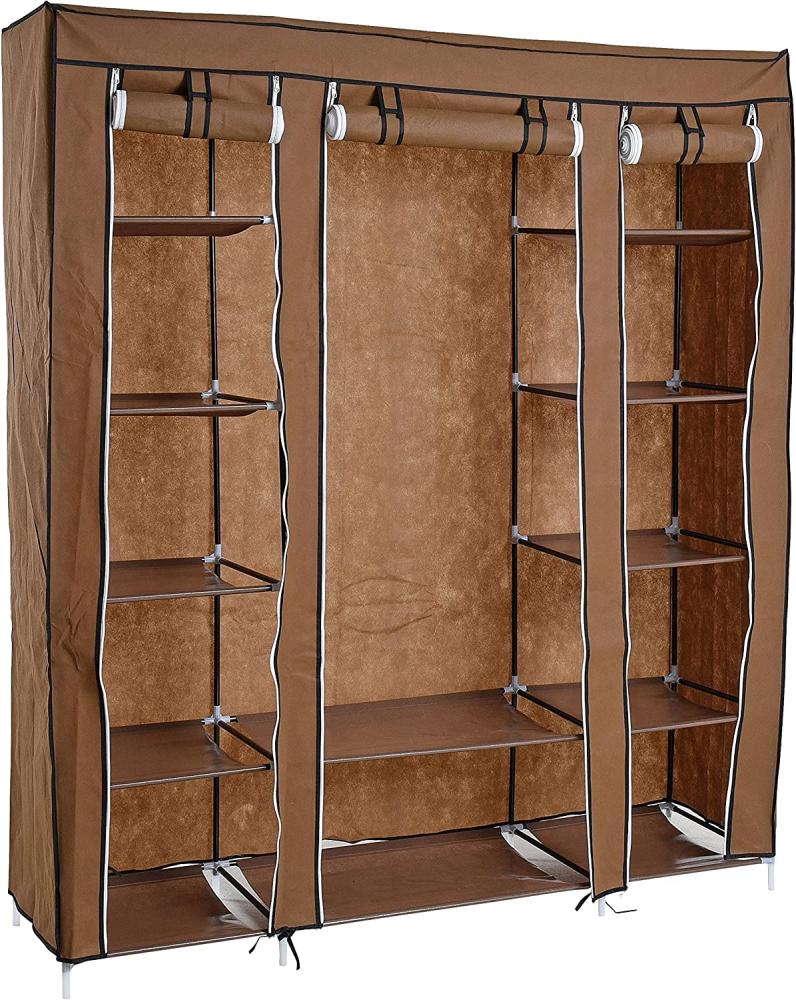 Kleiderschrank Stoffkleiderschrank Kleiderregal Faltschrank Stoffschrank Braun Bild 1