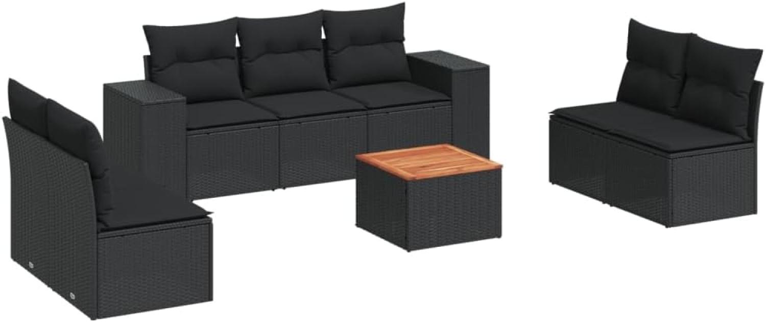 vidaXL 8-tlg. Garten-Sofagarnitur mit Kissen Schwarz Poly Rattan 3225397 Bild 1