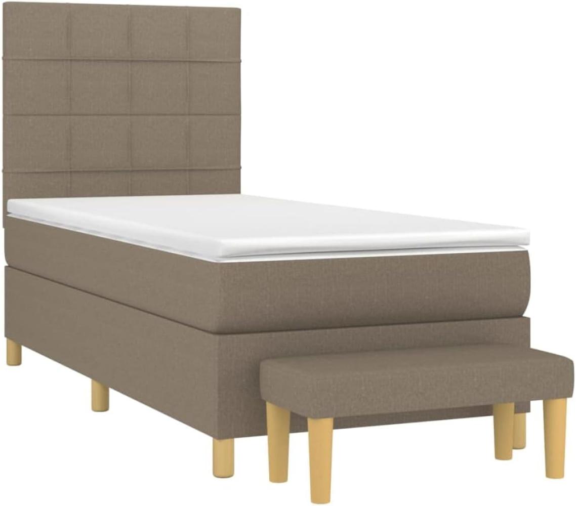 vidaXL Boxspringbett mit Matratze Taupe 90x200 cm Stoff 3137129 Bild 1