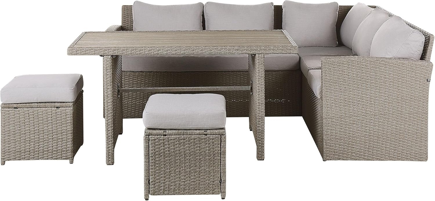 Lounge Set mit Tisch Ecksofa BARDI Taupe Bild 1