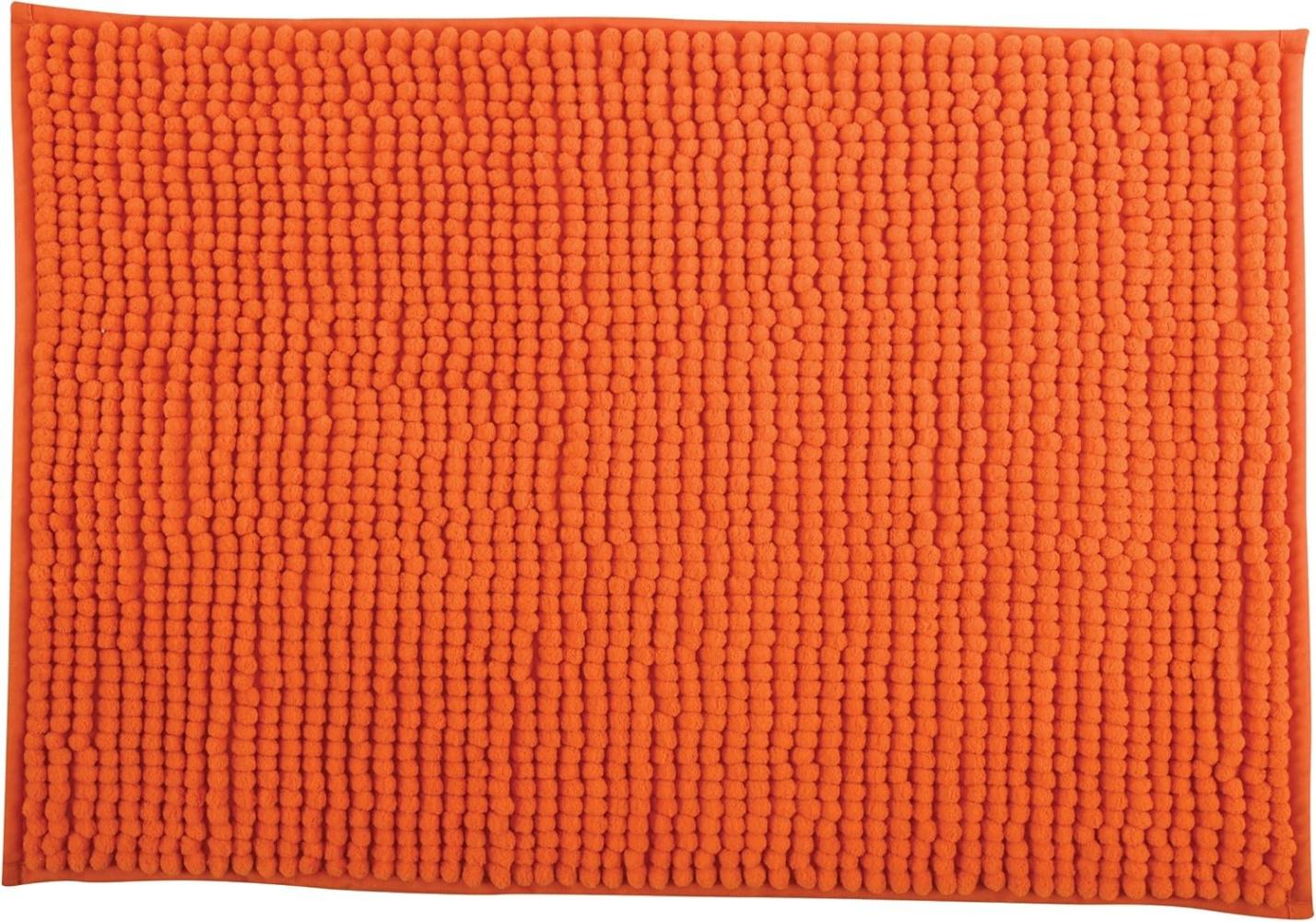 MSV Badteppich Badvorleger Duschvorleger Chenille Hochflor Badematte 50x80 cm – Orange Bild 1