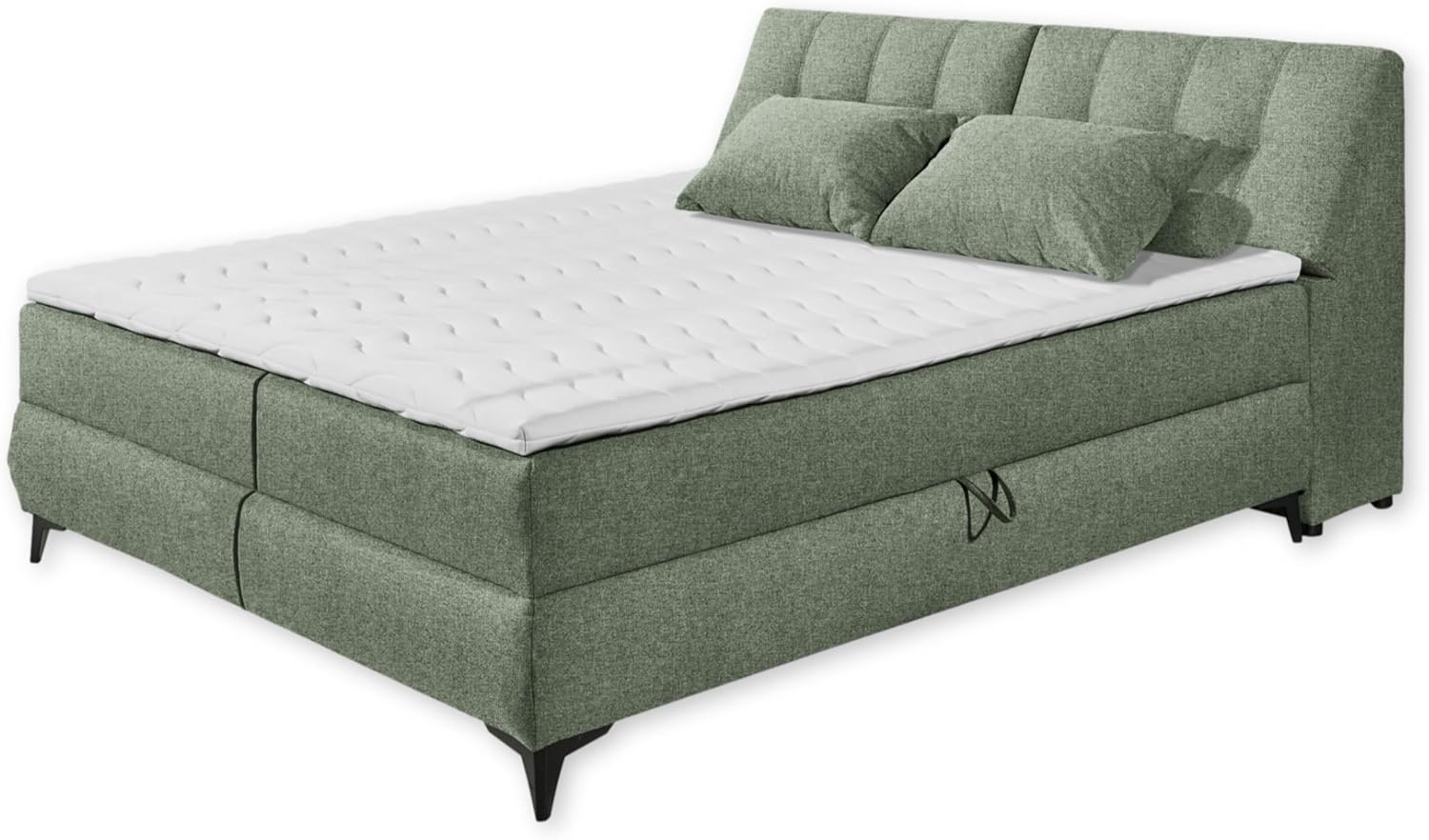 ATLANTIS 6 Boxbett 180x200 in Olive - Bequemes Doppelbett mit Bettkästen und Kaltschaum Topper - 185 x 102 x 240 cm (B/H/T) Bild 1