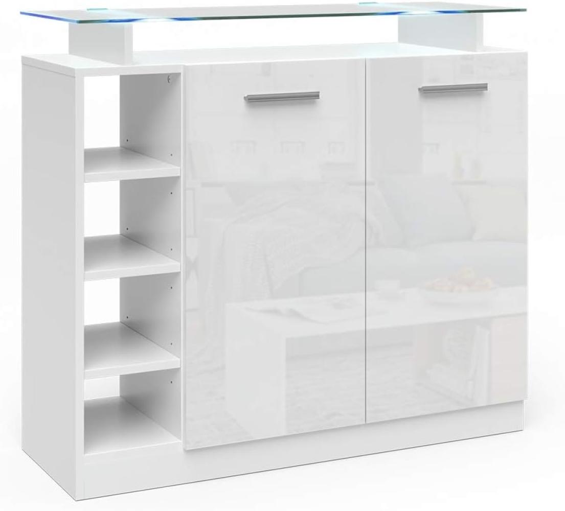 Vicco Kommode Asti 2 Türen Highboard LED Beleuchtung Glasablage Anrichte Schrank Bild 1