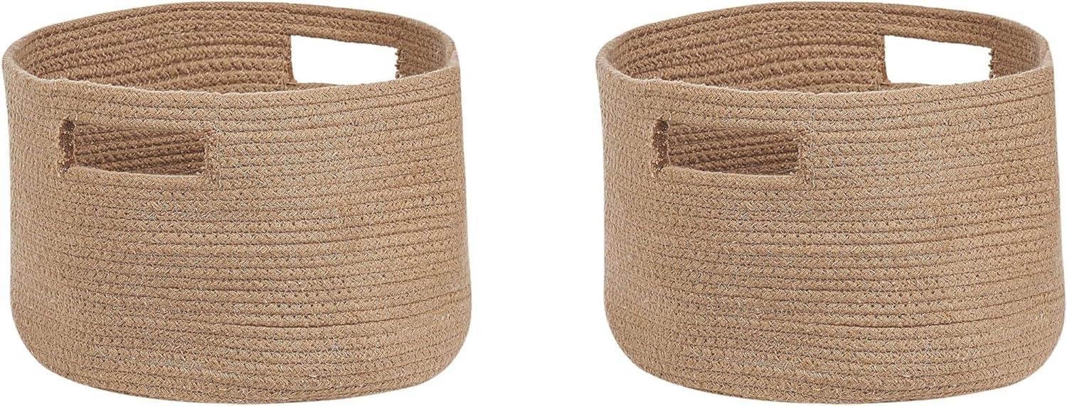 Textilkorb Baumwolle beige ⌀ 30 cm 2er Set CHINIOT Bild 1