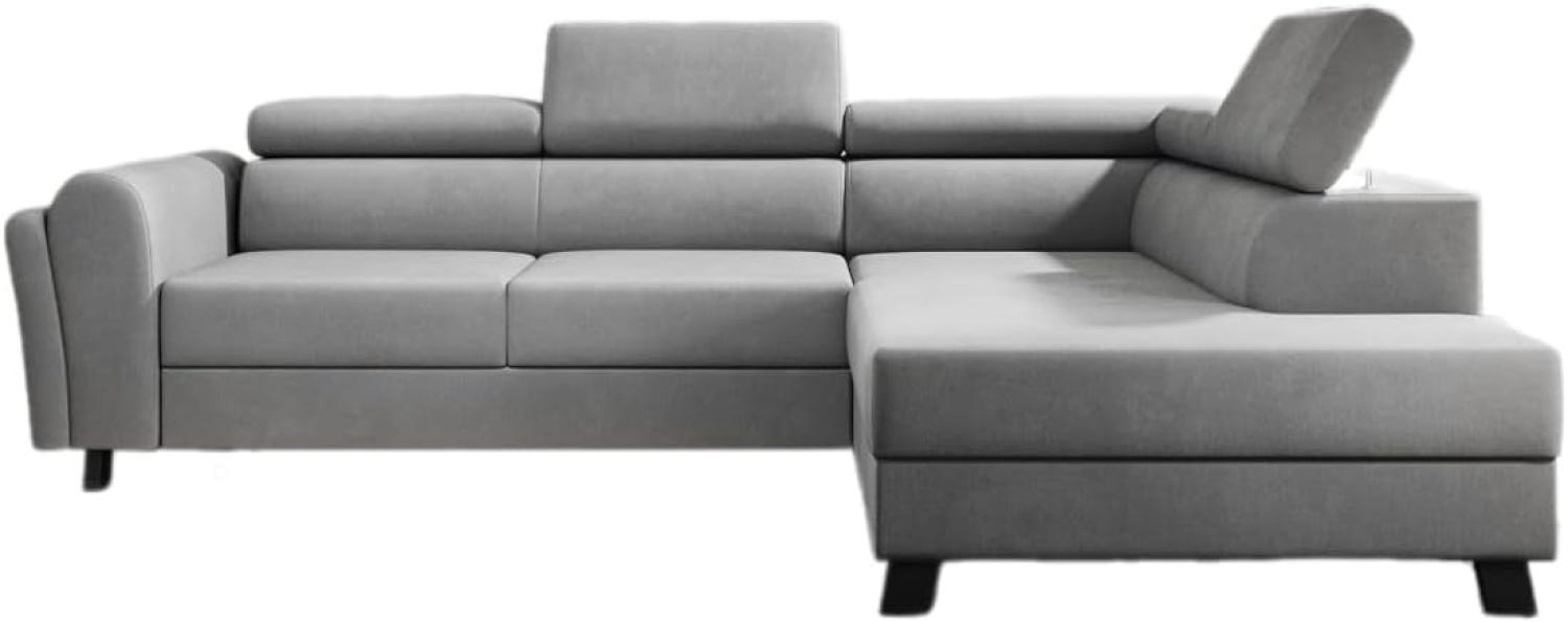 Designer Sofa Kira mit Schlaf- und Klappfunktion Samt Hellgrau Rechts Bild 1