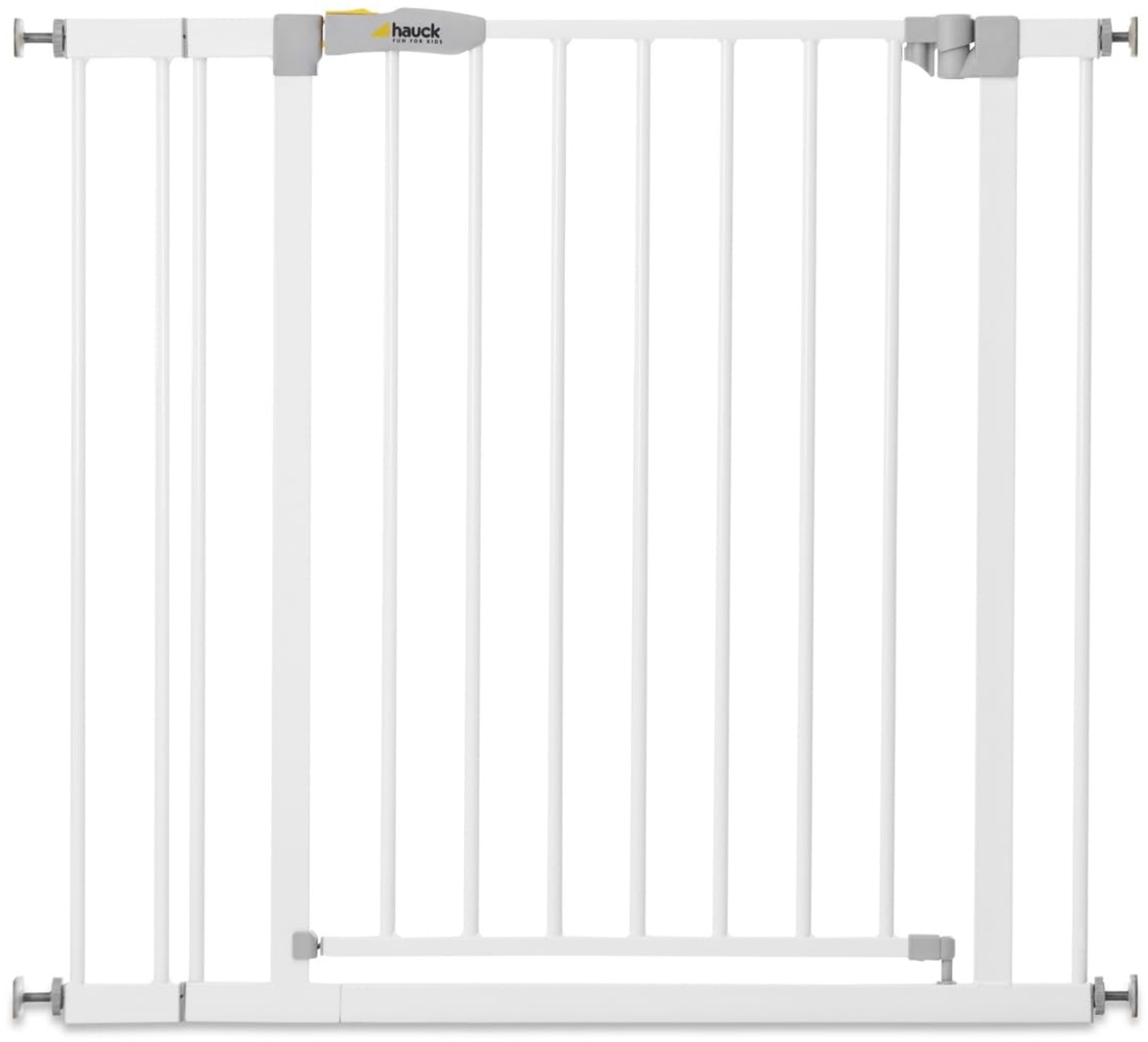 Hauck Open N Stop KD Treppengitter, inkl. 9cm Verlängerung 84-89 cm,ohne Bohren, kompatibel mit Verlängerungen von 9 cm und 21 cm und Y-Spindel, beidseitig schwenkbar, Metall, weiß Bild 1