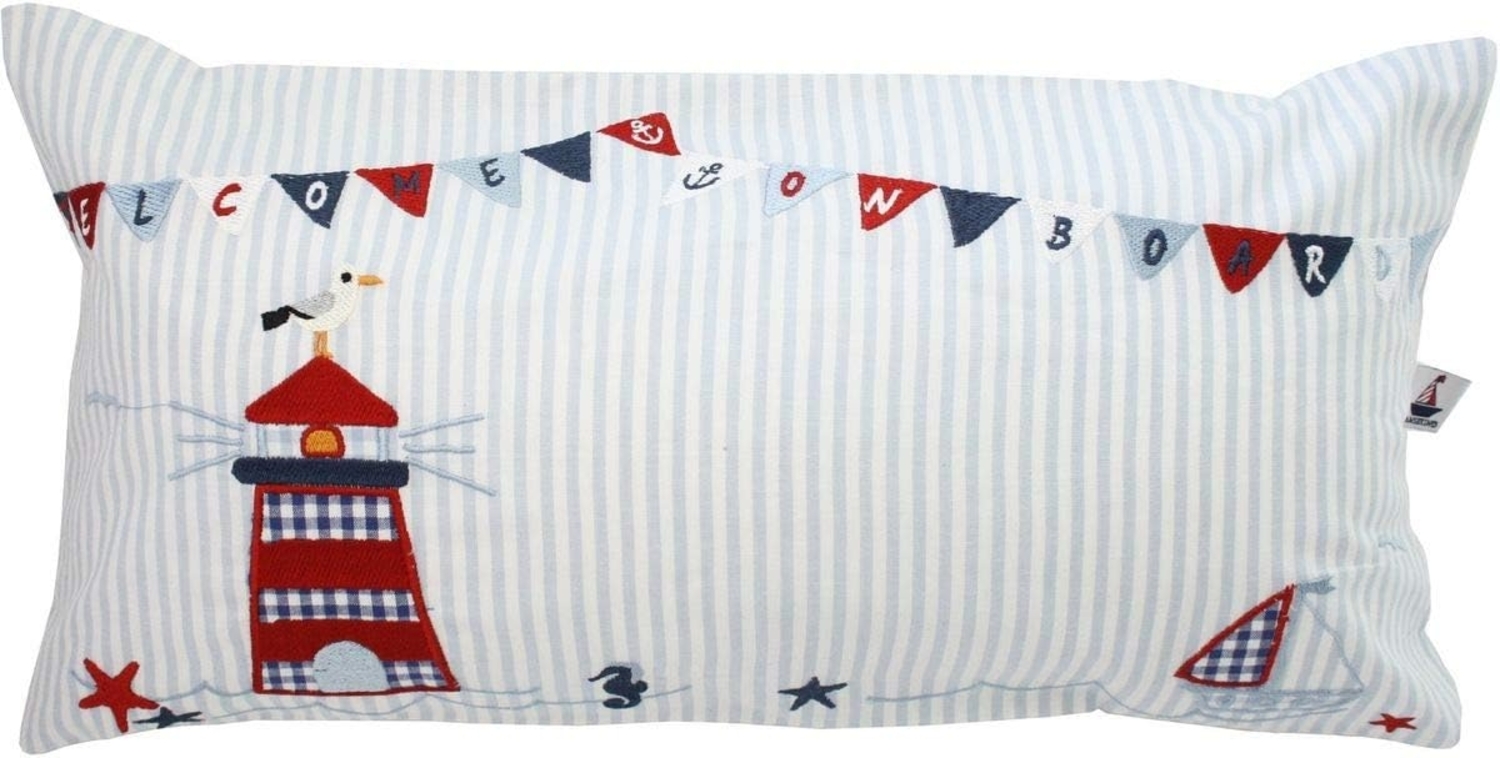 Kissen mit Leuchtturm, blau, 40x20 cm Bild 1