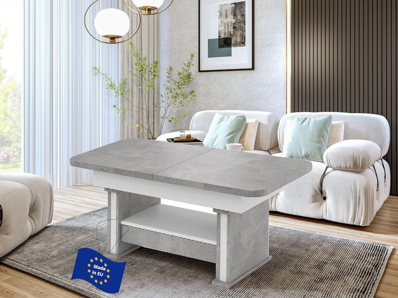 designimpex Couchtisch Design Couchtisch DA-555 Schublade höhenverstellbar ausziehbar Tisch Bild 1