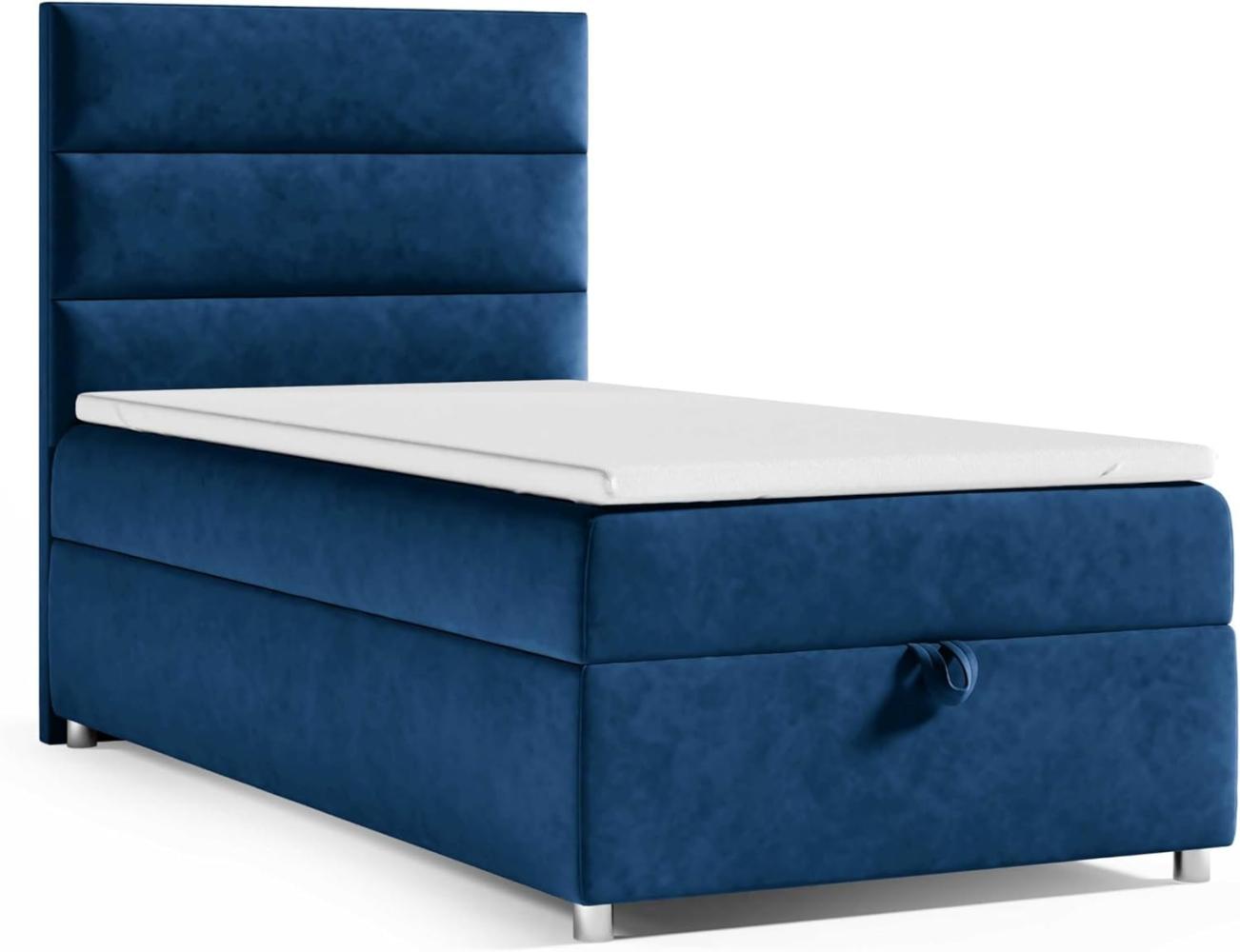 Best for Home Boxspringbett K4 SINGLE mit Bettkasten (Blau 90x200) Bild 1