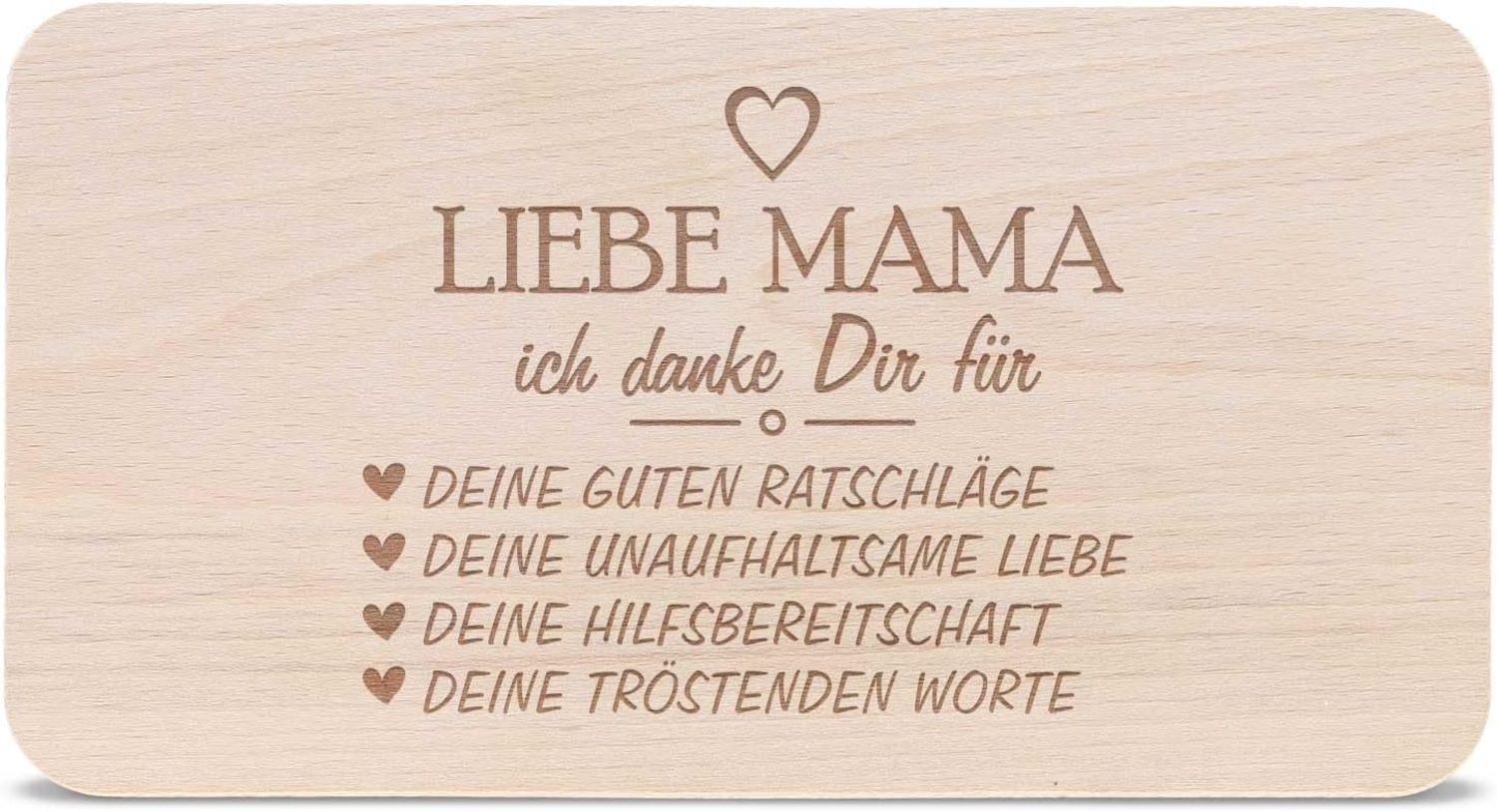 GRAVURZEILE Schneidebrett - Danke für alles Mama - Frühstücksbrettchen - Zum Muttertag, Buchenholz, Geschenkidee für Mama Bild 1