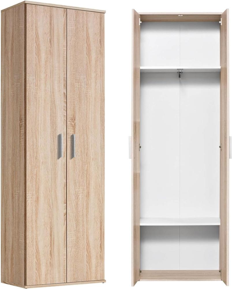 mokebo® Garderobenschrank mit Kleiderstange aus Holz 'Der Lange' 60CM Breite, schmaler Mehrzweckschrank in Sonoma Eiche für den Flur, Schrank & kleiner Kleiderschrank | 60x180x34 (B/H/T in CM) | Braun Bild 1