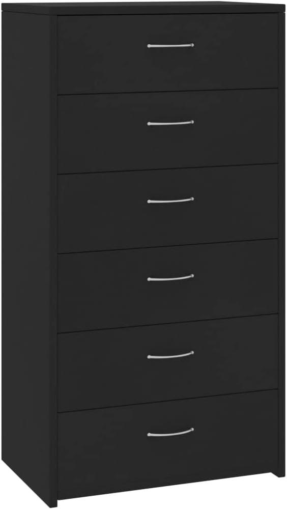 vidaXL Sideboard mit 6 Schubladen Schwarz 50x34x96 cm Holzwerkstoff 800667 Bild 1