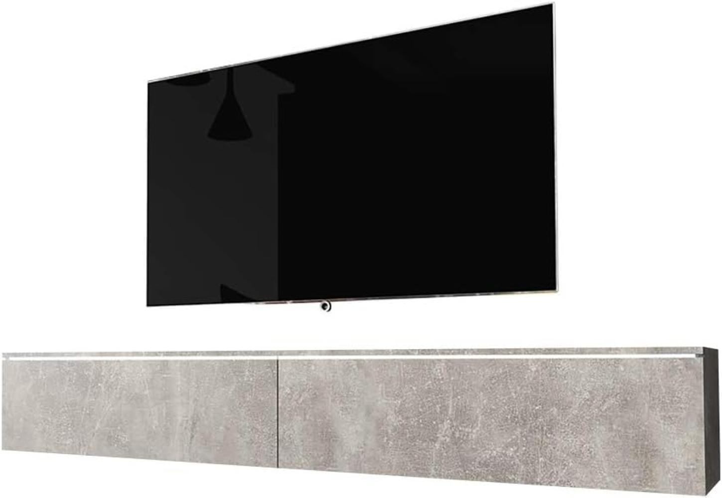 Selsey Kane – TV-Lowboard hängend/stehend 180 cm (Beton-Optik mit LED) Bild 1