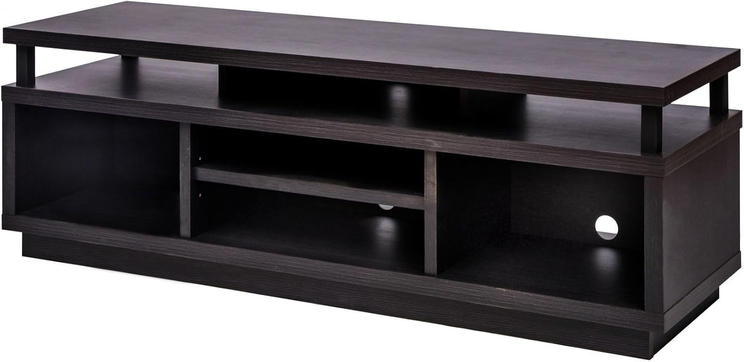 Iris Ohyama, TV-Ständer/TV-Schrank/TV-Holzständer/TV-Ständer mit 5 offenen Regalen/TVs bis 55, KabelführungslöcherBüro, Schlafzimmer, Wohnzimmer - TV Cabinet Middle - OTS-125M - Schwarze Eiche Bild 1