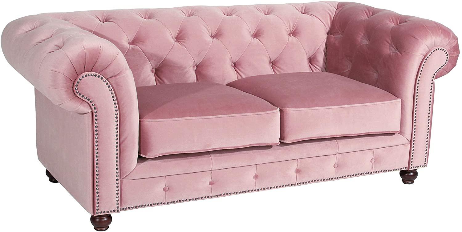 Orleans Sofa 2-Sitzer Samtvelours Rose Buche Nussbaumfarben Bild 1