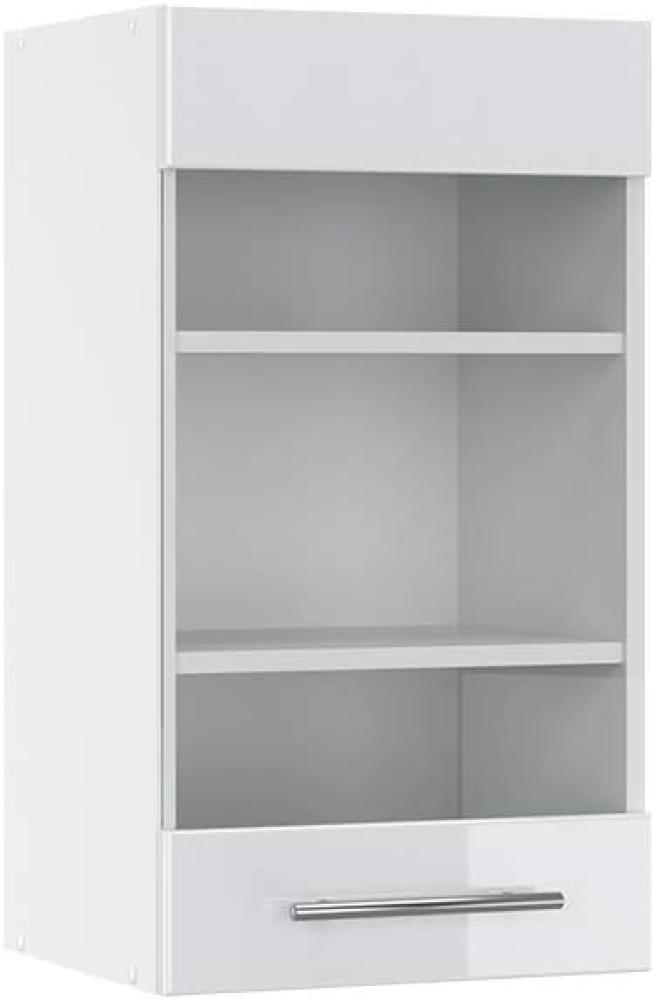 Vicco Küchenschrank Hängeschrank Unterschrank Küchenzeile Hochglanz Fame-Line (Weiß Hochglanz, Hängeglasschrank 40 cm) Bild 1