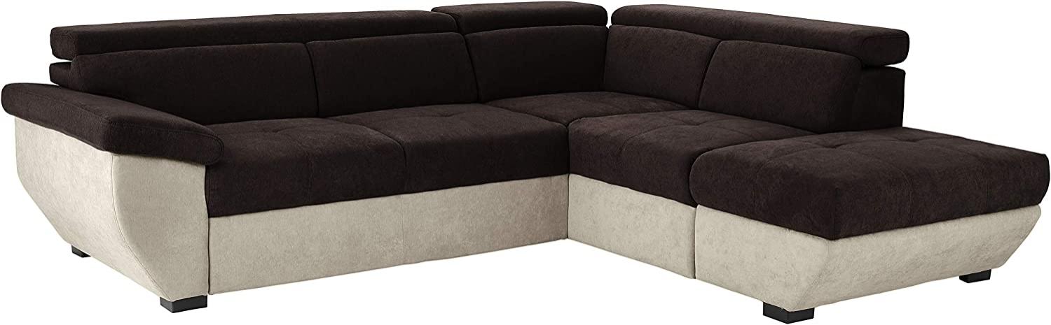 Mivano Schlafsofa Speedway / Moderne Eckcouch mit Schlaffunktion, Stauraum und verstellbaren Kopfteilen / 262 x 79 x 224 / Zweifarbiger Bezug, platinum/mud Bild 1