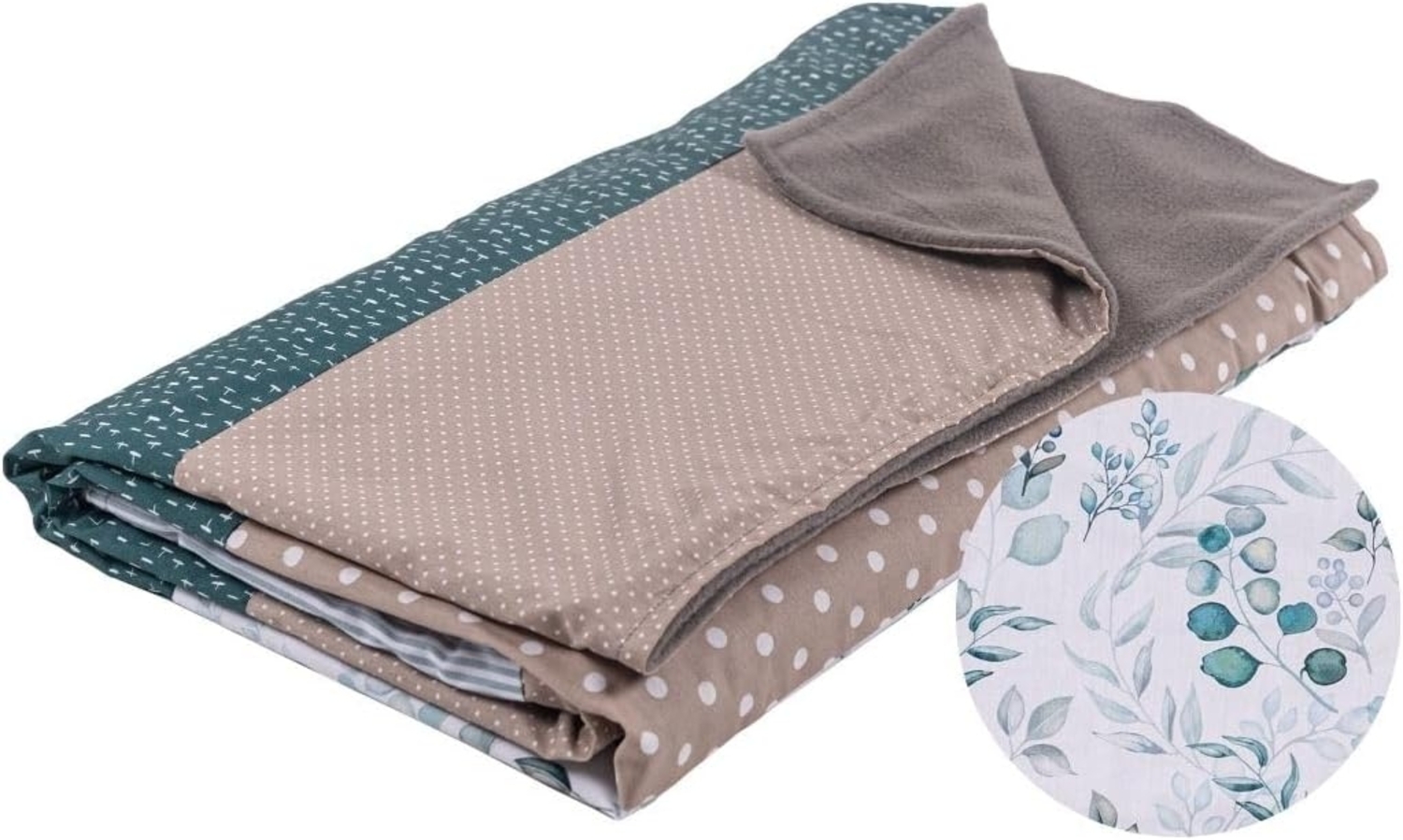 ULLENBOOM ® Kinderdecke 100x135 cm Eukalyptus (Made in EU) - Babydecke aus 100% OEKO TEX Baumwolle & Fleece, ideal als Kuscheldecke Bild 1