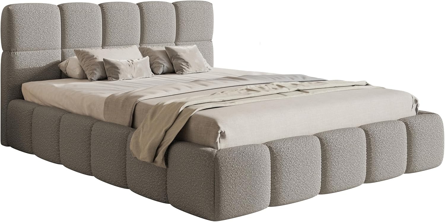 Selsey Bett Polsterbett Mit Stauraum Bettkasten 140x200 cm Boucle Gewebe Reißfest Cloudy Grau Bild 1